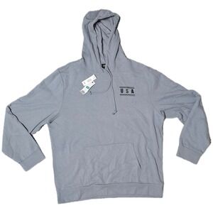 Zelos LT Gray USA Flag Graphic Hoodie Men Lng Sleeve Casual Comfort Pullover (X)